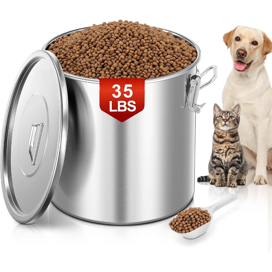 Food Storage Airtight - 35LBS Airtight Stainless Steel Dog Food