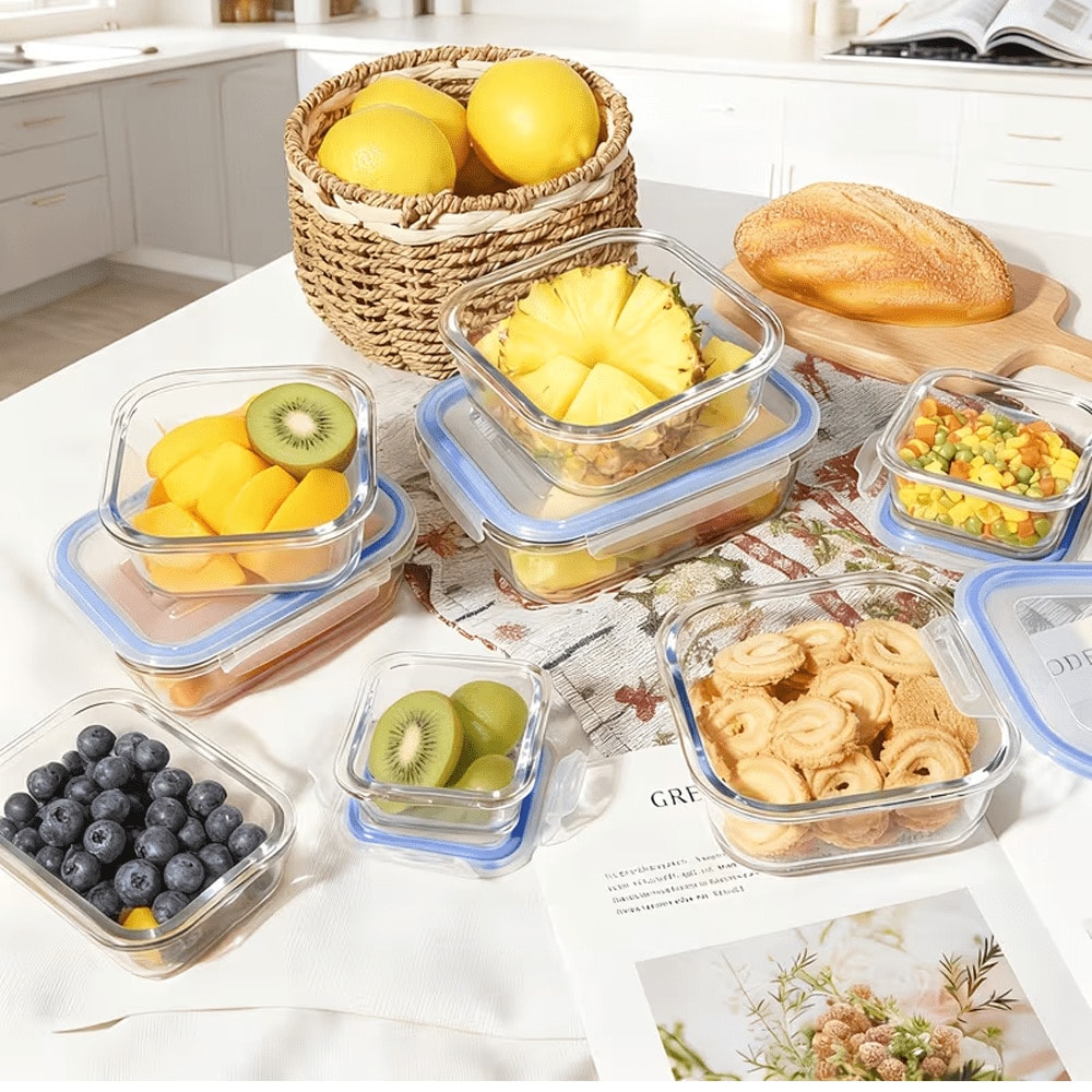 Food Storage With Glass Lids - 16Sealed Glass Food Storage Containers, Picnic