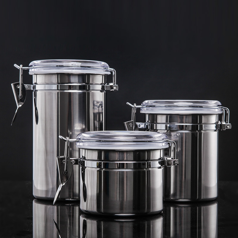 Food Storage Airtight - Stainless Steel Airtight Canister with Hygrometer