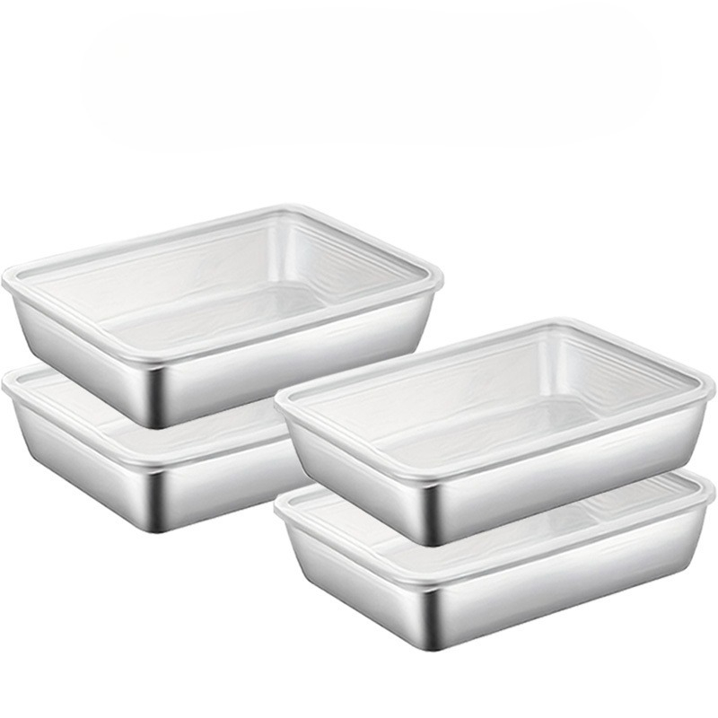 Food Storage Prep Containers - 4pcs Stainless Steel Food Storage Container