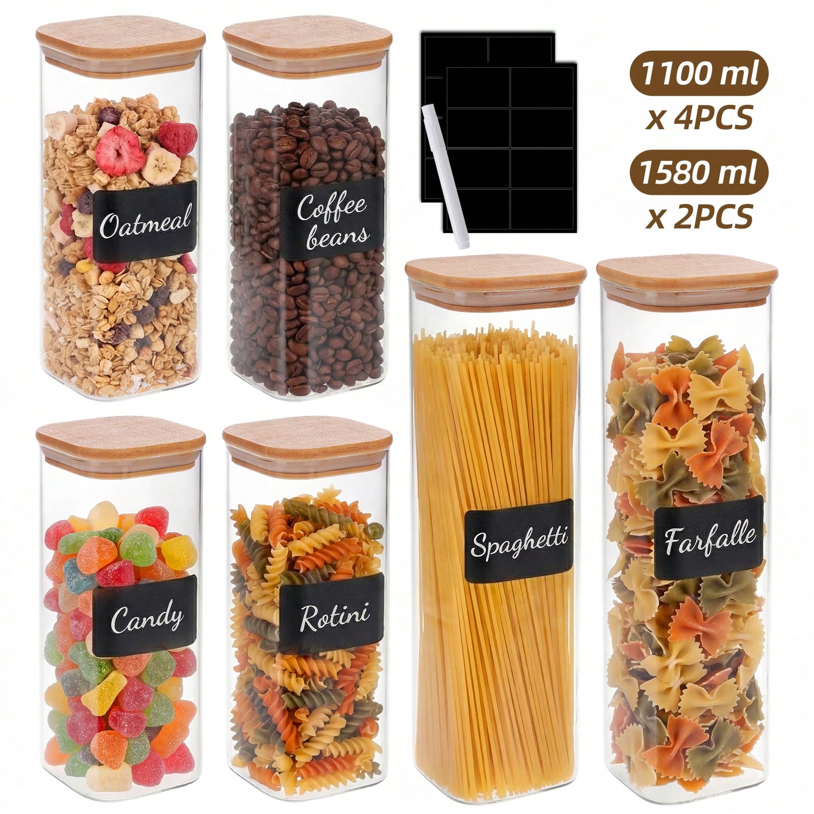 6/12pcs Glass Food Storage Con - Food Storage With Glass Lids ulasan dan harga
