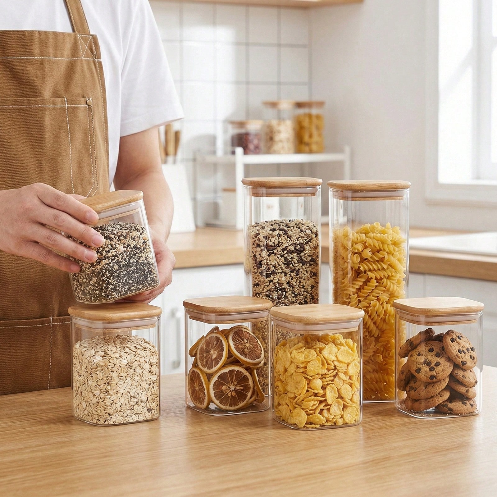 6/12pcs Glass Food Storage Con - Food Storage With Glass Lids ulasan dan harga