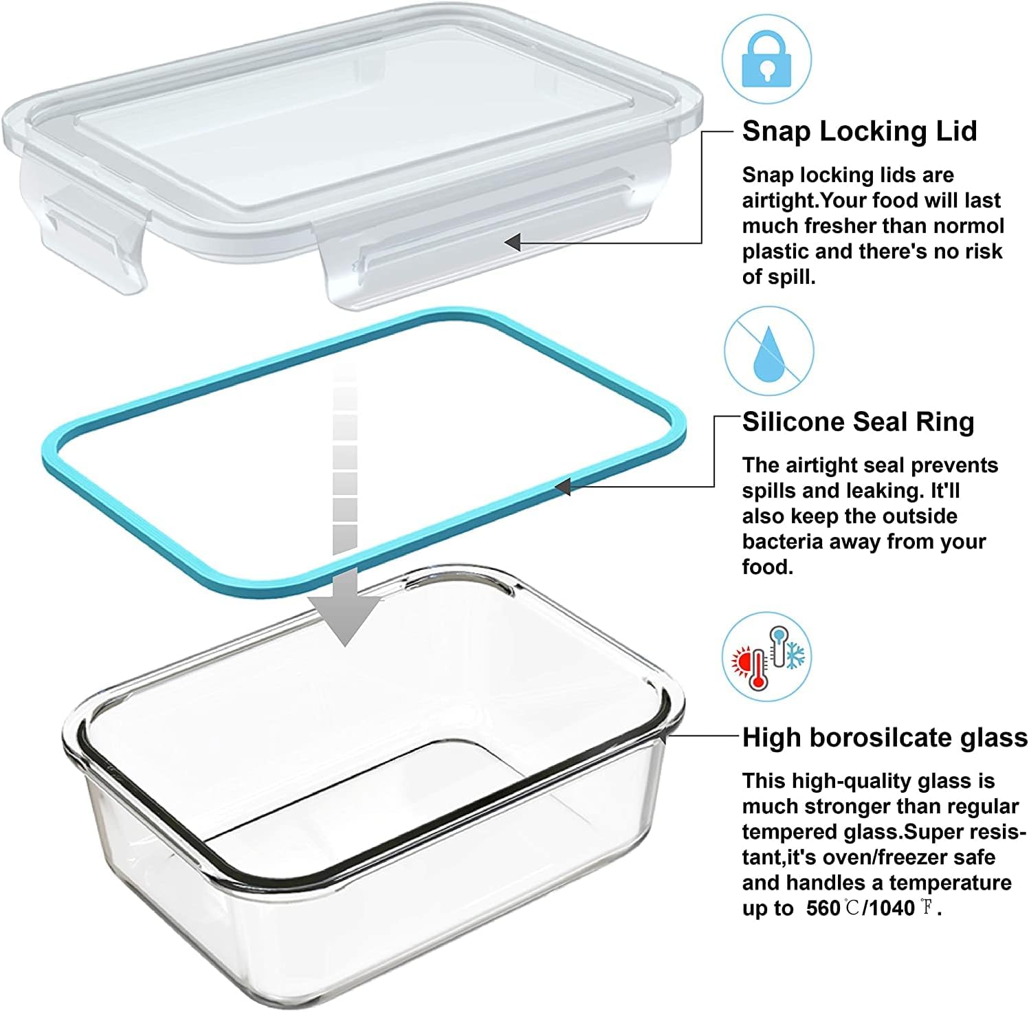 18 Piece Glass Food Storage Co - Food Storage With Glass Lids ulasan dan harga