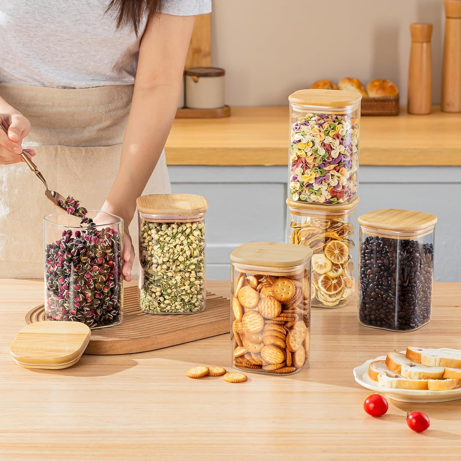 6 Pack Glass Food Storage Jars - Food Storage With Glass Lids ulasan dan harga