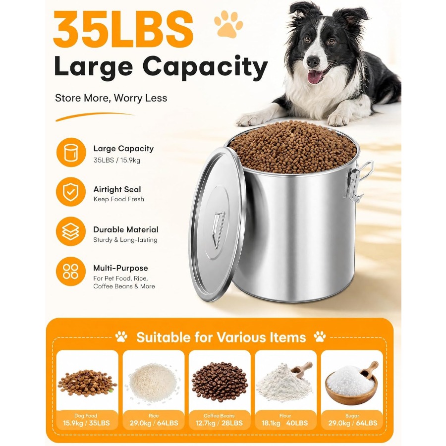 35LBS Airtight Stainless Steel - Food Storage Airtight ulasan dan harga