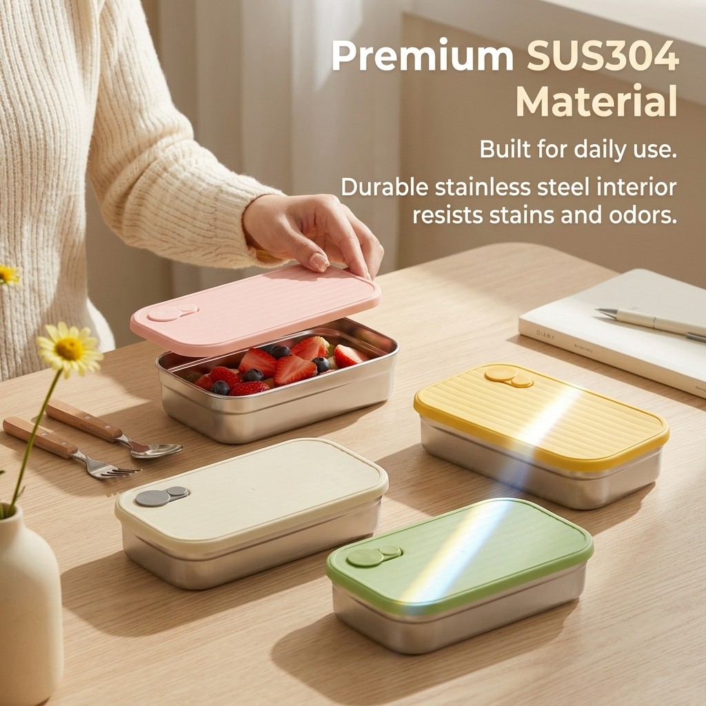 Stainless Steel Bento Box Meta - Food Storage Prep Containers ulasan dan harga