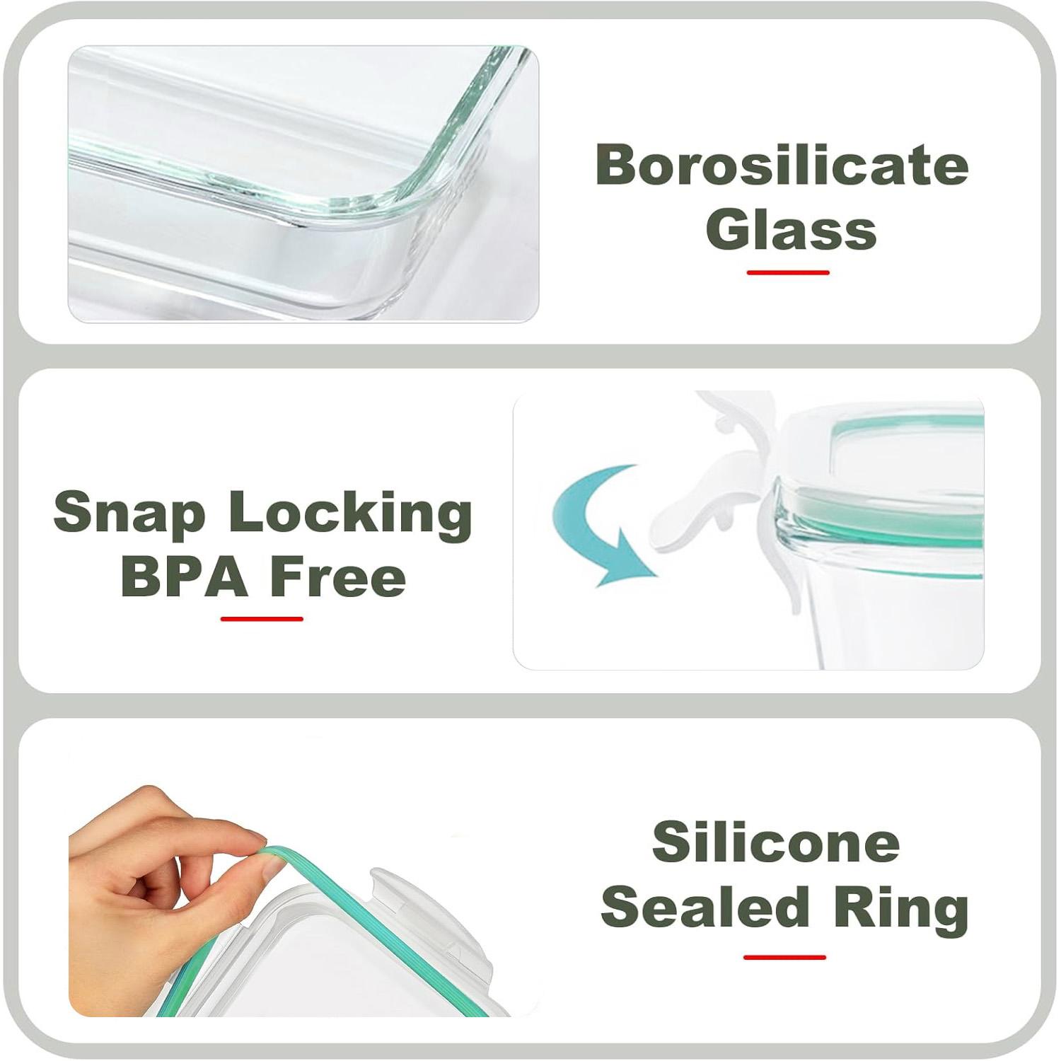 Portable Glass Kitchen Food Co - Food Storage With Glass Lids ulasan dan harga