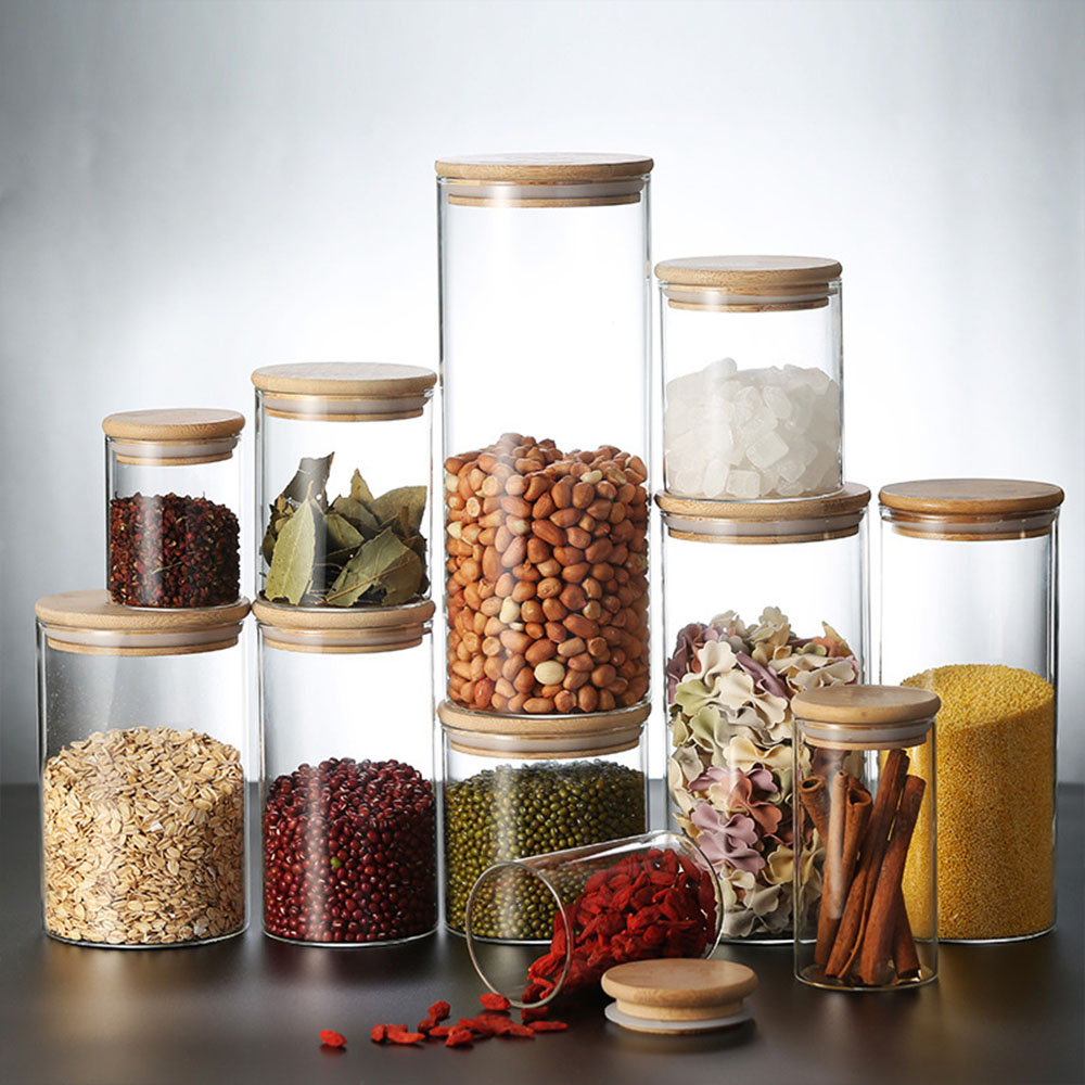 4/8pcs 250ml 500ml 1000ml Glas - Food Storage With Glass Lids ulasan dan harga