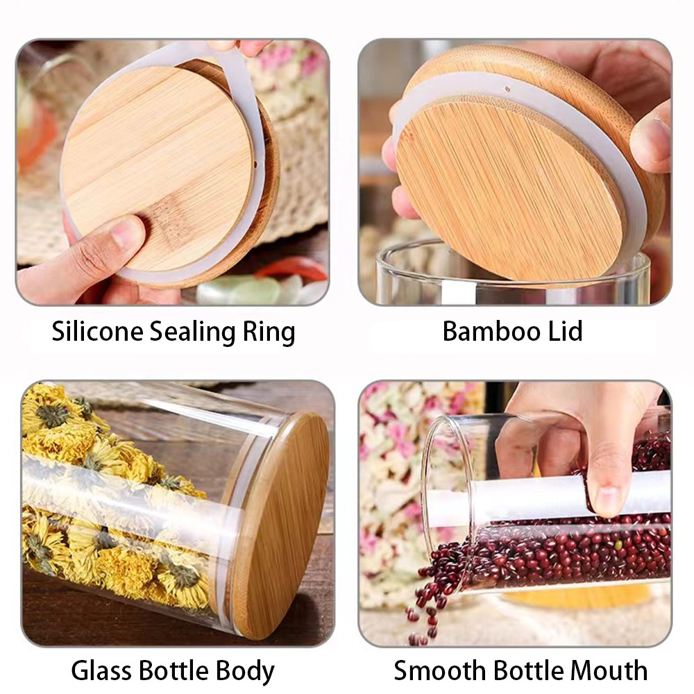 4/8pcs 250ml 500ml 1000ml Glas - Food Storage With Glass Lids ulasan dan harga