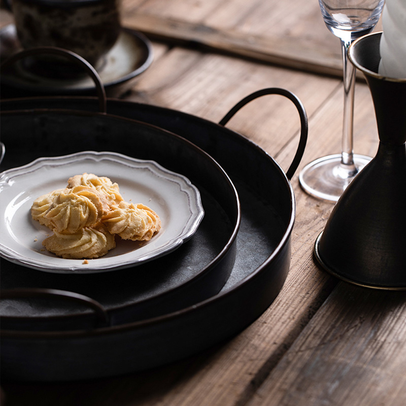 European Retro Round Iron Plat - Food Storage For Restaurant ulasan dan harga
