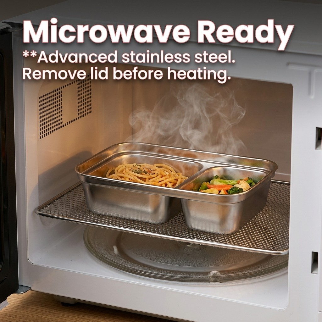 Microwave Safe 304 Stainless S - Food Storage Prep Containers ulasan dan harga