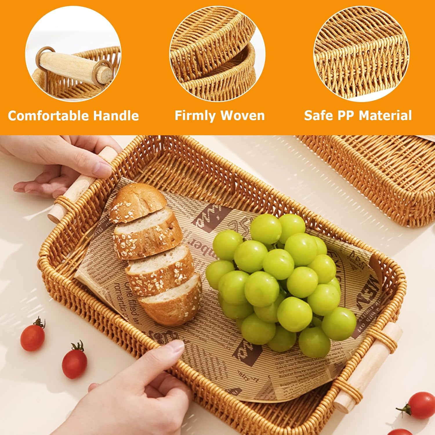 Wicker Tray Rectangular Rattan - Food Storage For Restaurant ulasan dan harga