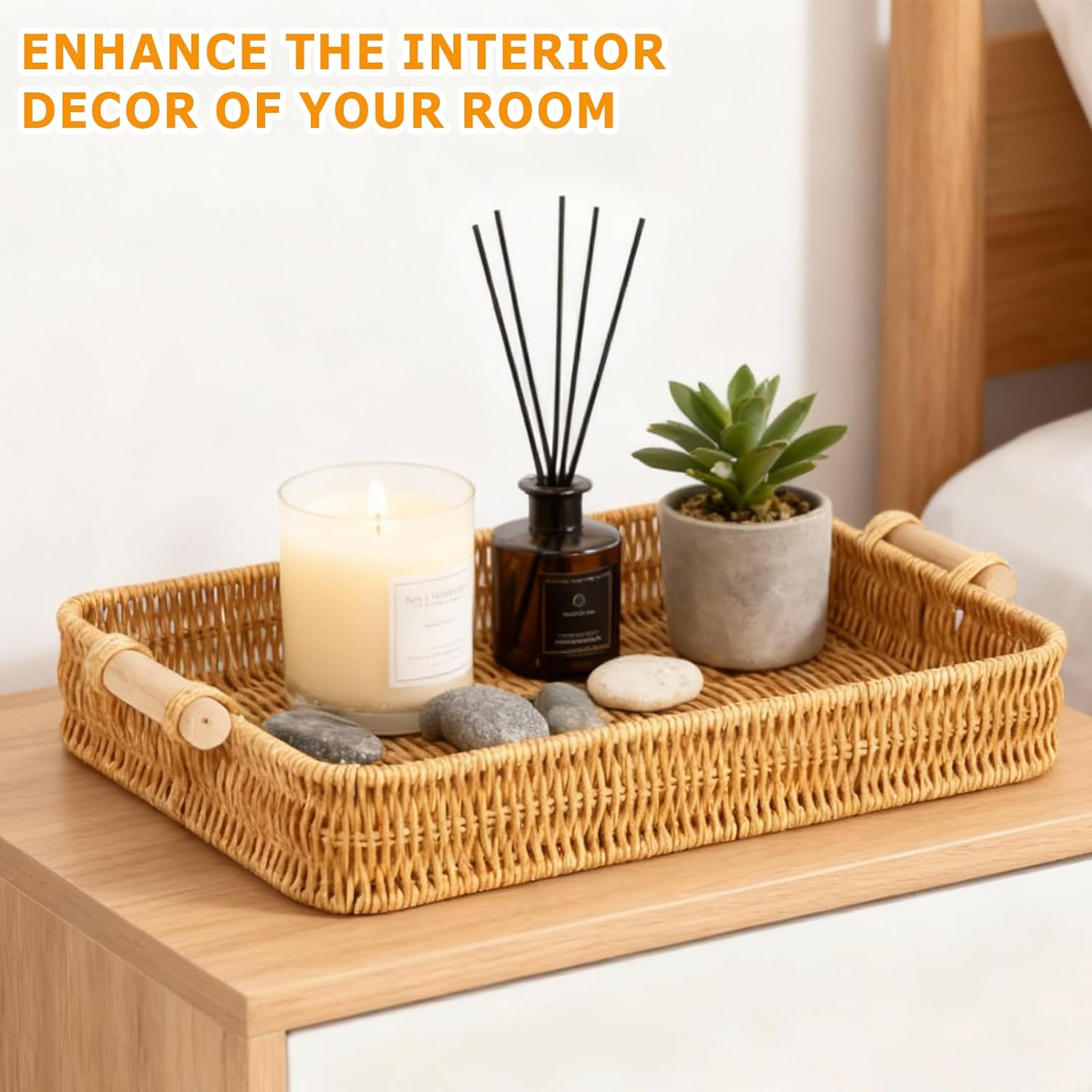 Wicker Tray Rectangular Rattan - Food Storage For Restaurant ulasan dan harga