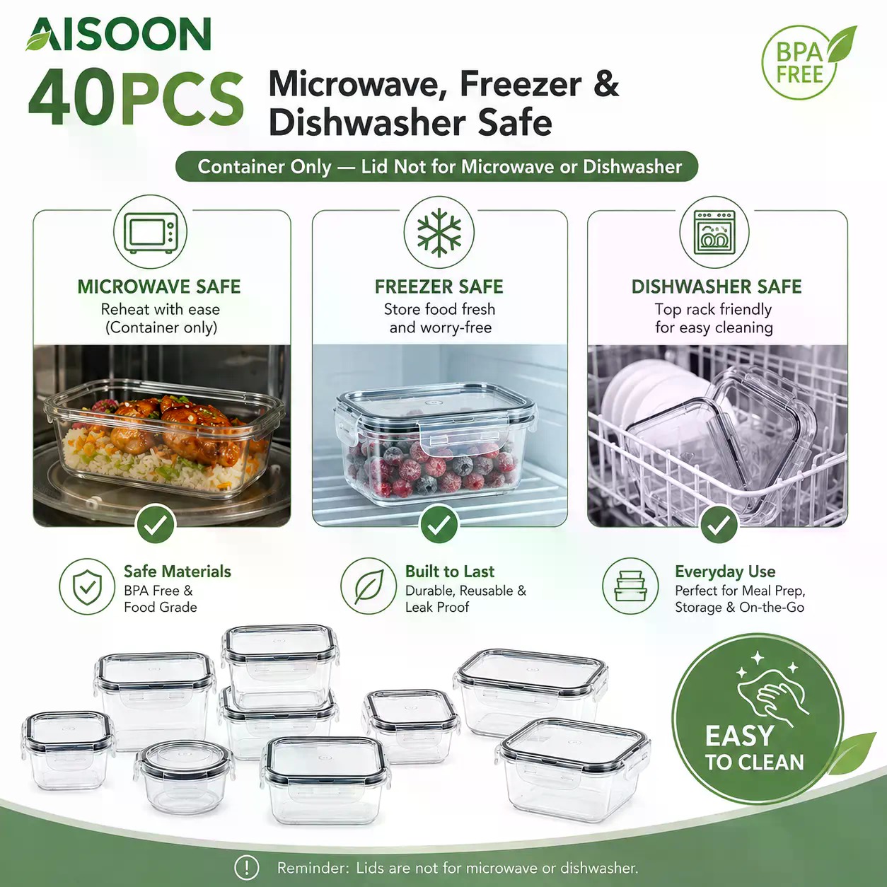 40 PCS Extra Large 85oz Silico - Food Storage Freezer Containers ulasan dan harga