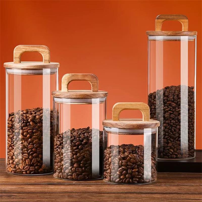 Clear Glass Jar with Bamboo Li - Food Storage With Glass Lids ulasan dan harga