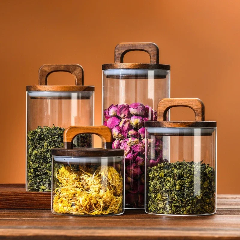 Clear Glass Jar with Bamboo Li - Food Storage With Glass Lids ulasan dan harga