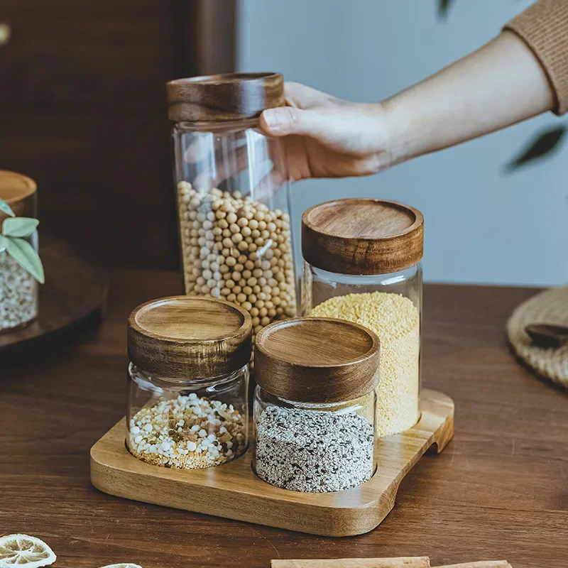 Wood Lid Orgnizer Glass Airtig - Food Storage With Glass Lids ulasan dan harga
