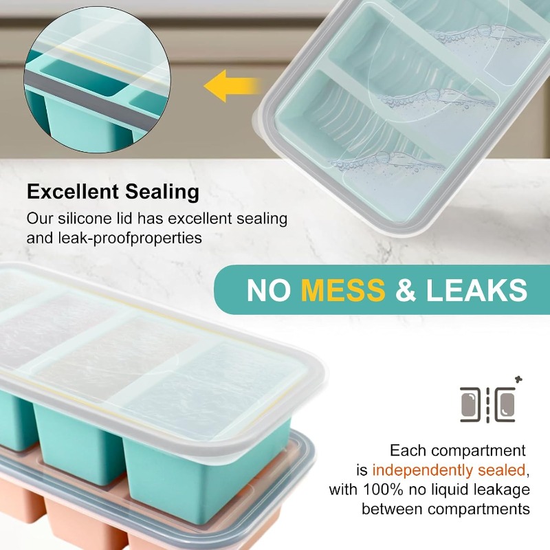 Silicone Freezer Molds with Li - Food Storage Freezer Containers ulasan dan harga