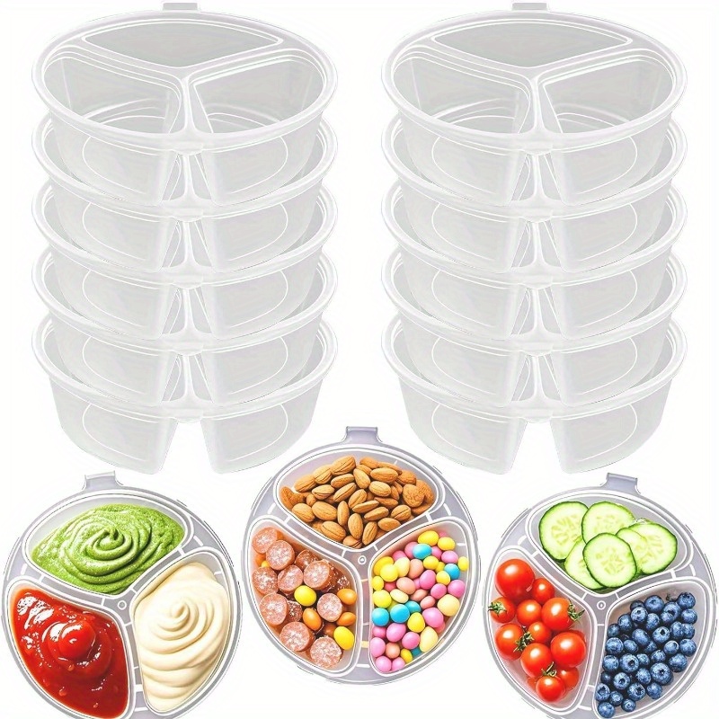 Round 3-Compartment Disposable - Food Storage For Restaurant ulasan dan harga