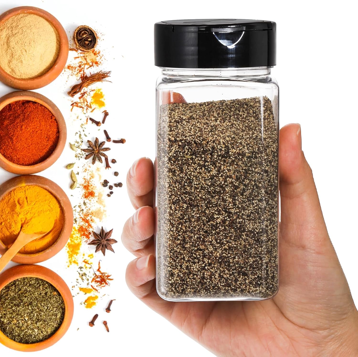Square Large Plastic Spice Jar - Food Storage Jars Plastic ulasan dan harga