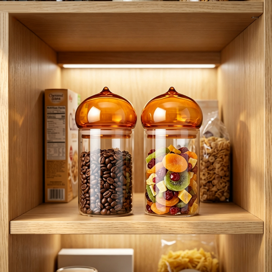 Amber Lid Glass Storage Jar, H - Food Storage With Glass Lids ulasan dan harga
