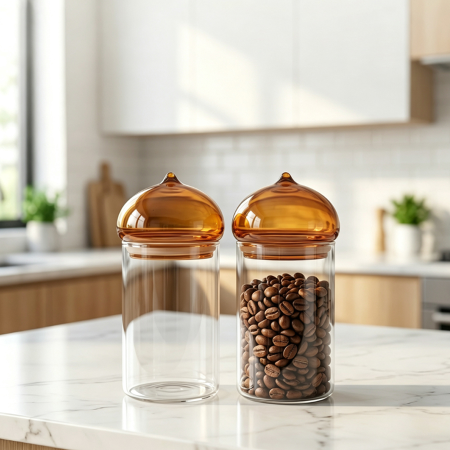 Amber Lid Glass Storage Jar, H - Food Storage With Glass Lids ulasan dan harga