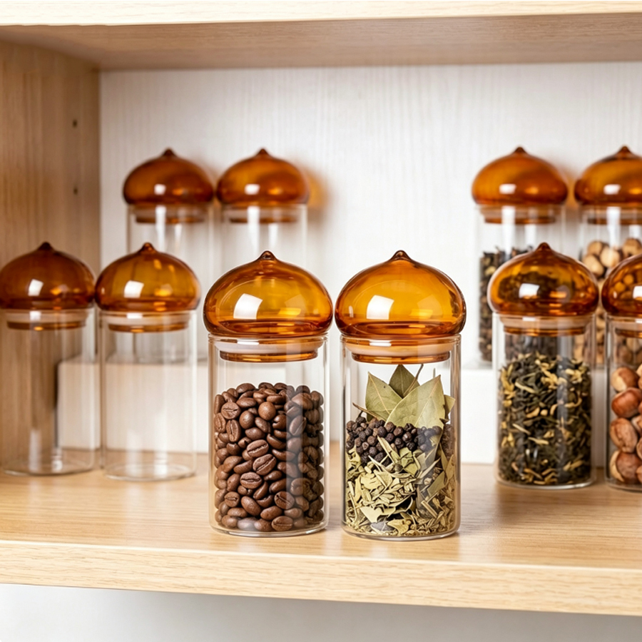 Amber Lid Glass Storage Jar, H - Food Storage With Glass Lids ulasan dan harga