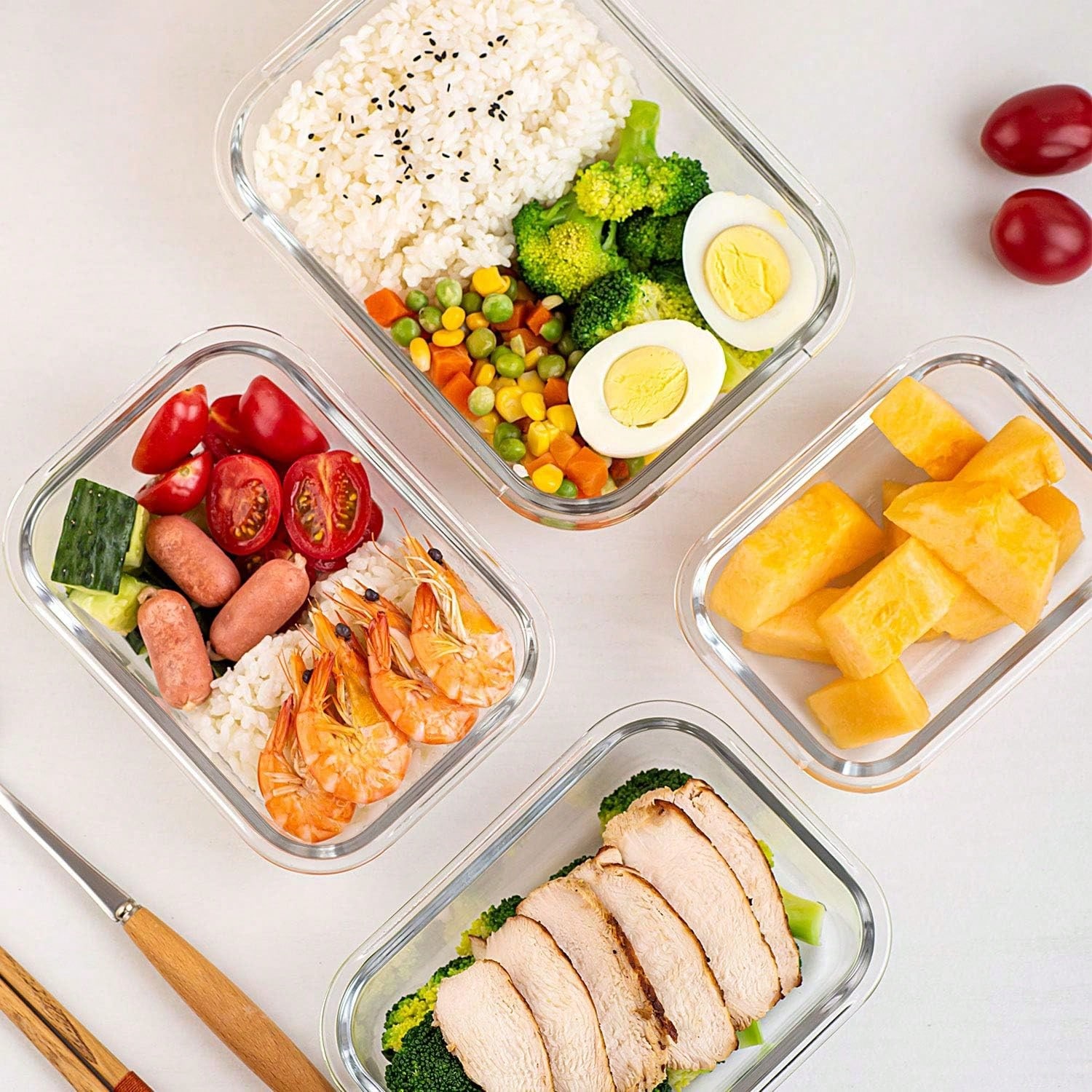 10 Pack Glass Meal Prep Contai - Food Storage With Glass Lids ulasan dan harga